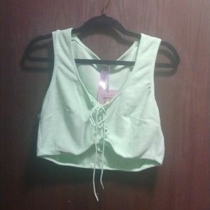 NWT Savage X Fenty Terry Lace Up Crop Top